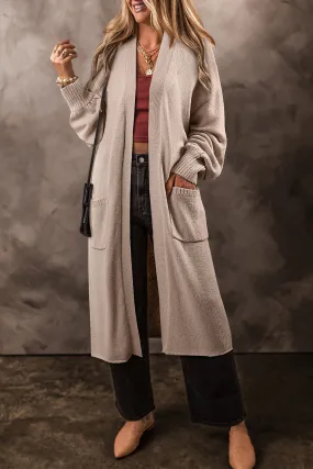 Open Front Long Knitted Cardigan